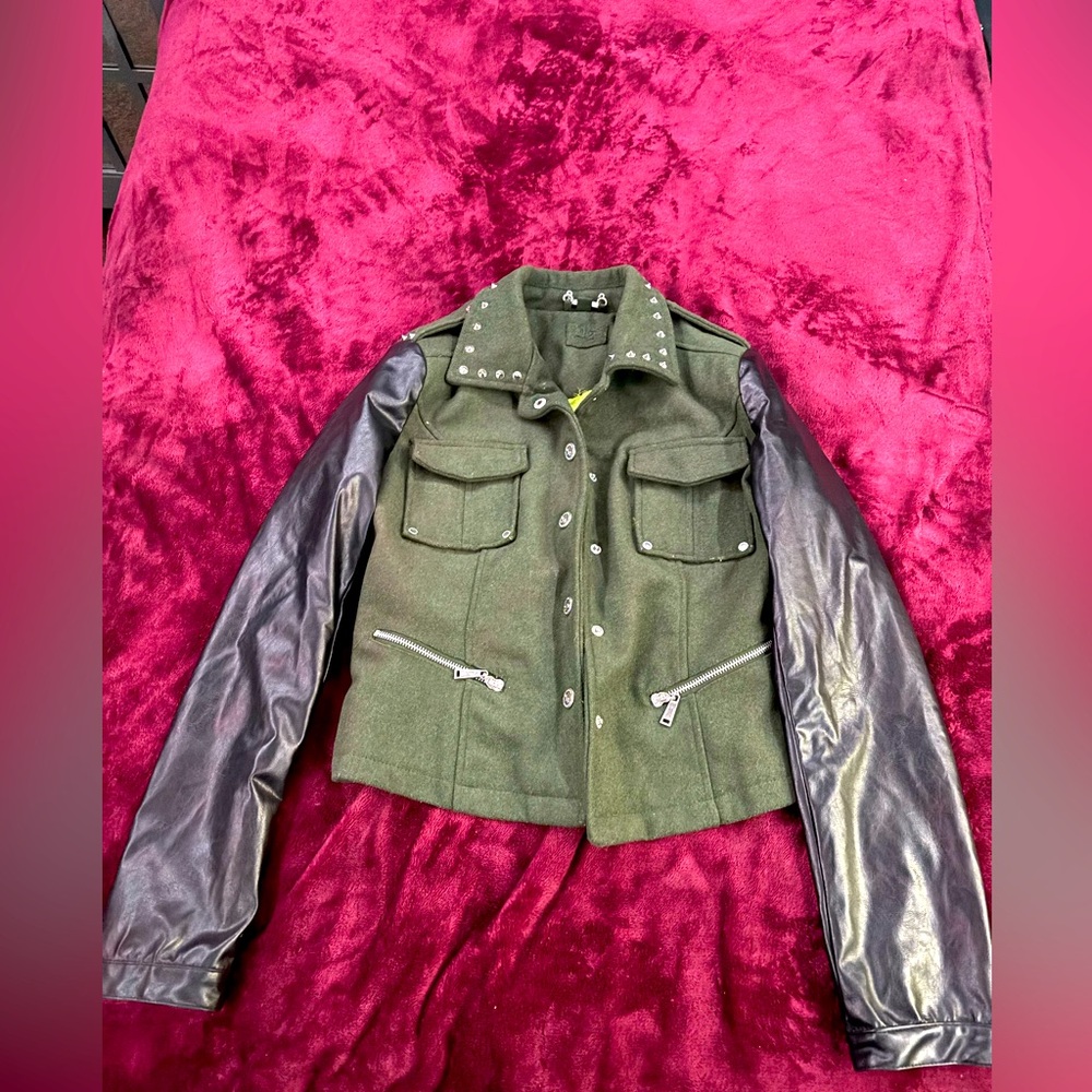 Studded Green and Black Women's Jacket
